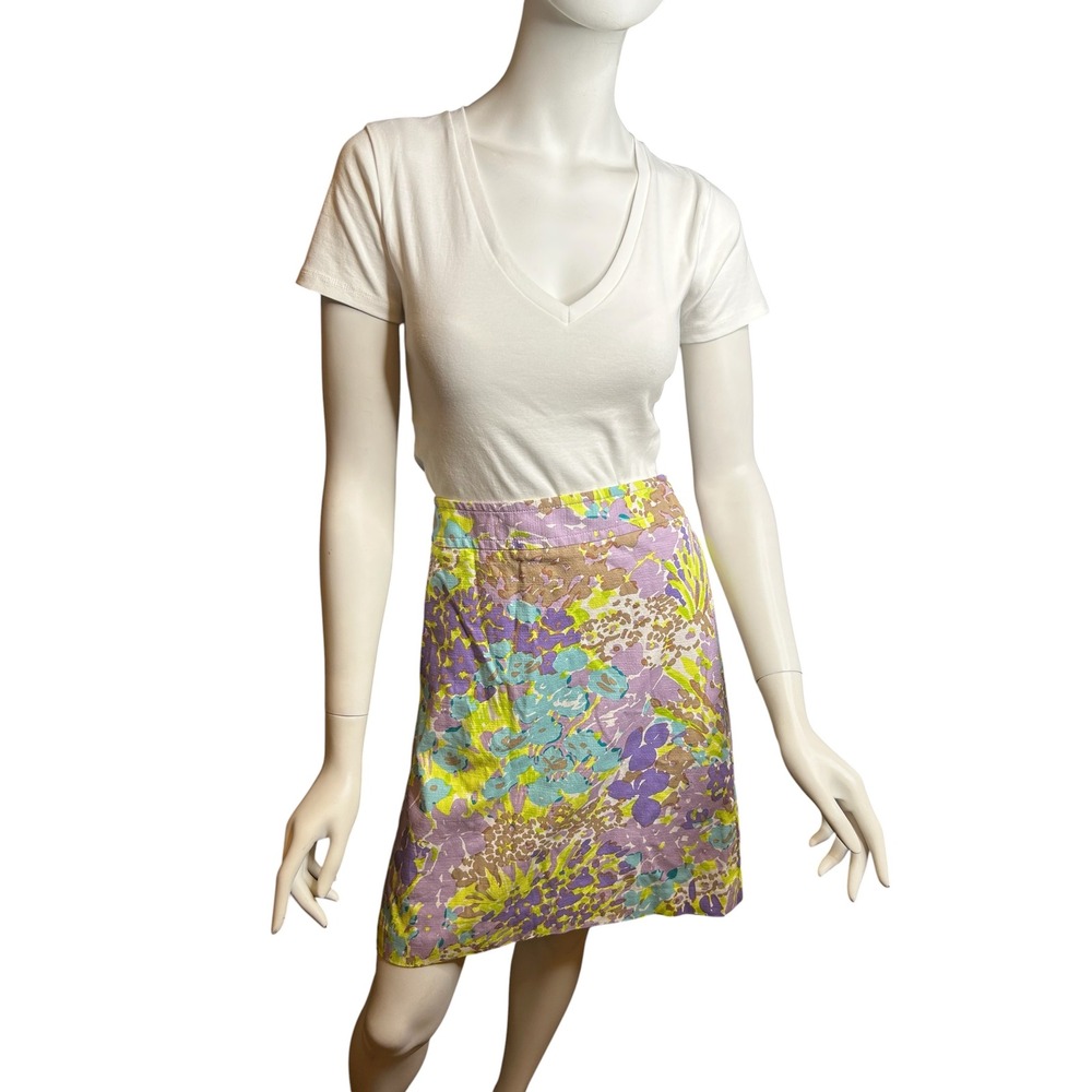 Talbots Garden Floral Canvas Skirt Size 8 Purple Cotton - Picture 3 of 13